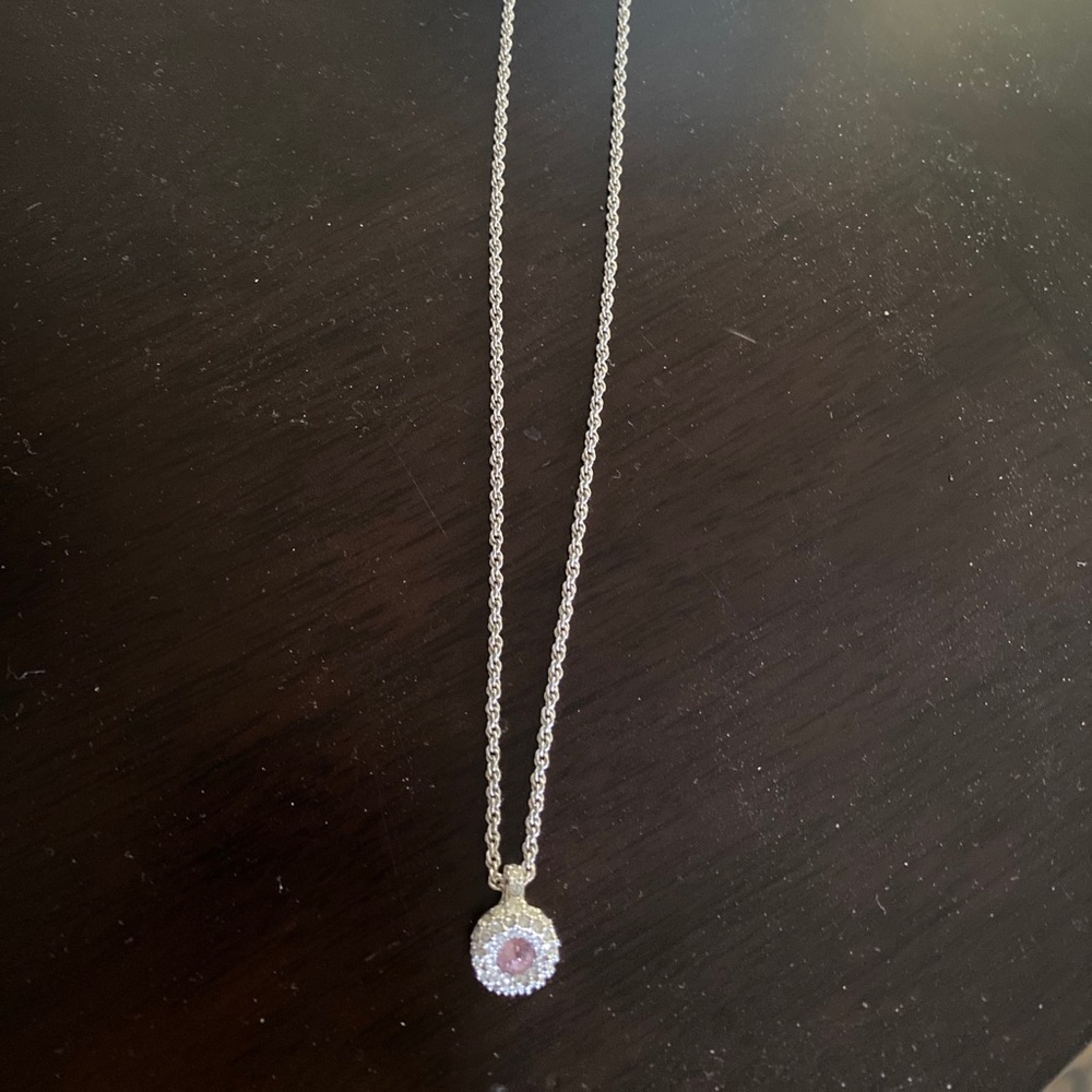 NWOT Swarovski Pink Halo Crystal Pedant Necklace 16 inches long